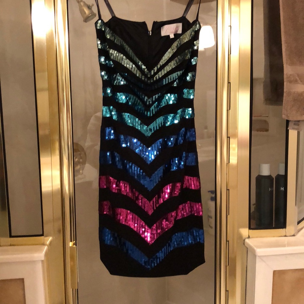 Short sequin semi formal dress